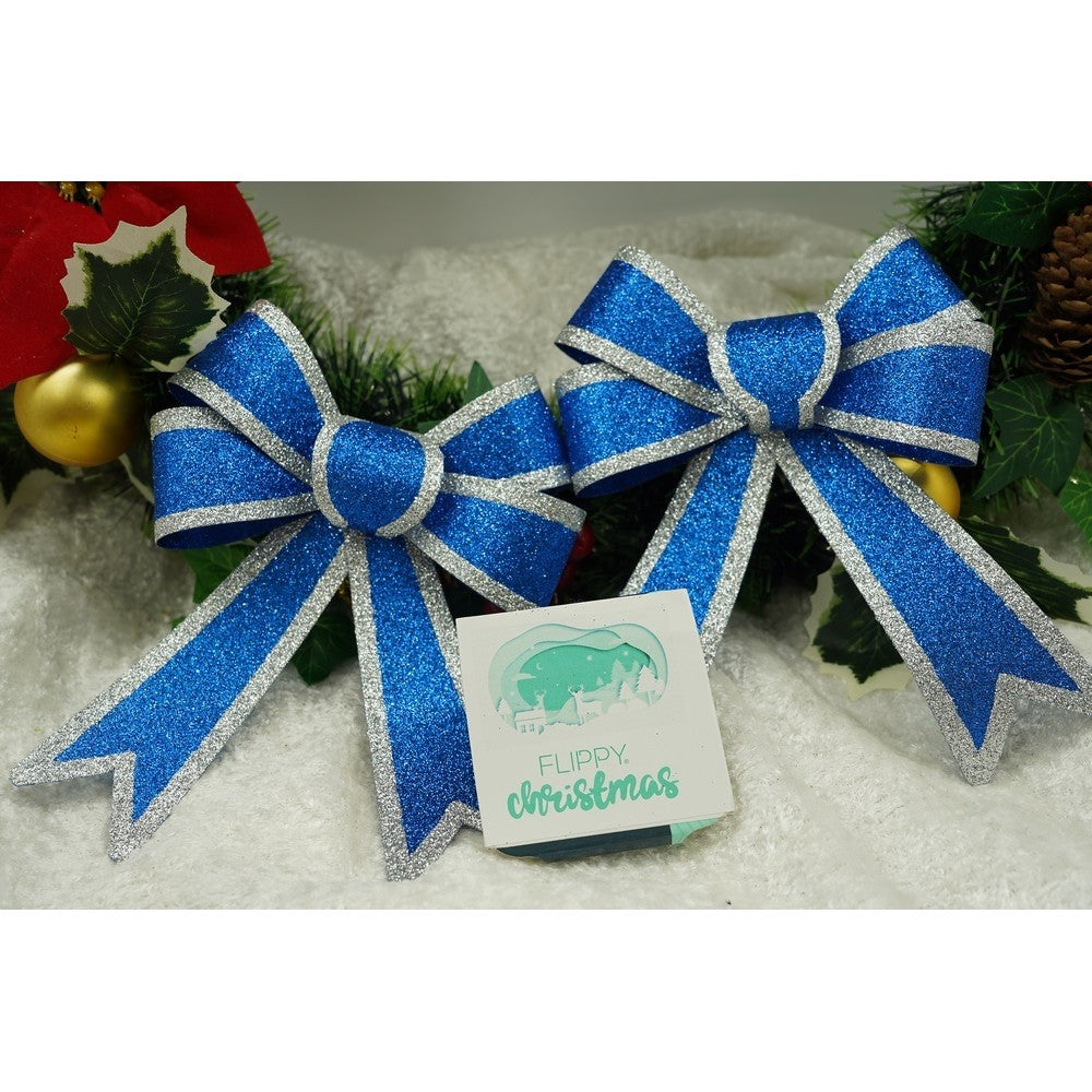 Set 2 fundite pentru brad, Albastre, cu margini argintii, 13 x 18 cm, PVC, Flippy-2