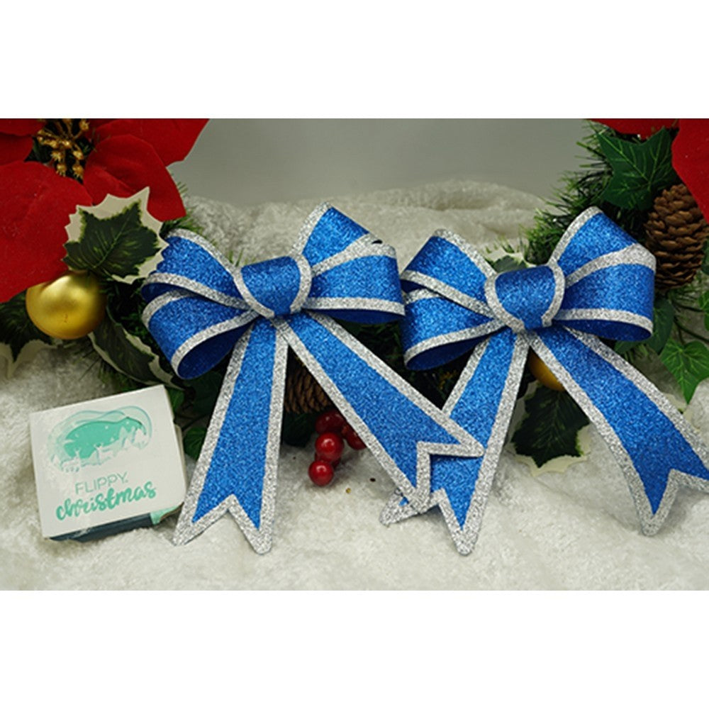 Set 2 fundite pentru brad, Albastre, cu margini argintii, 13 x 18 cm, PVC, Flippy-4