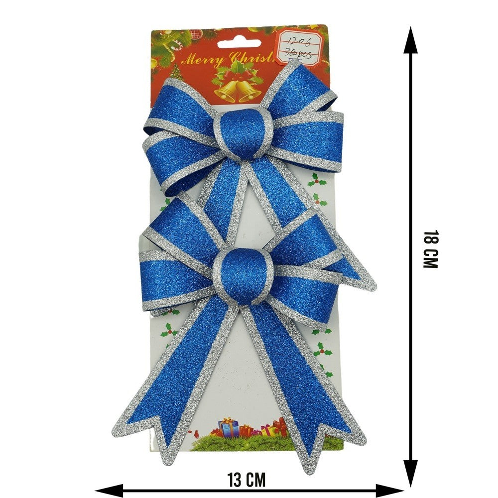 Set 2 fundite pentru brad, Albastre, cu margini argintii, 13 x 18 cm, PVC, Flippy-5