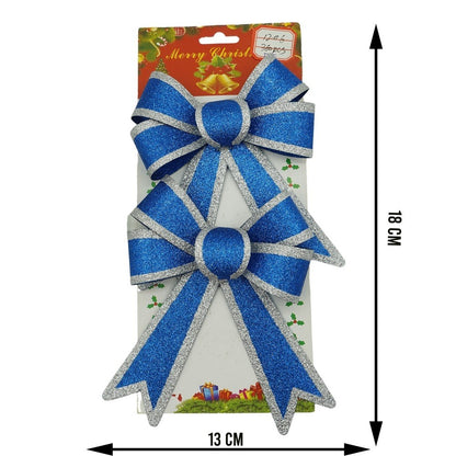 Set 2 fundite pentru brad, Albastre, cu margini argintii, 13 x 18 cm, PVC, Flippy-5