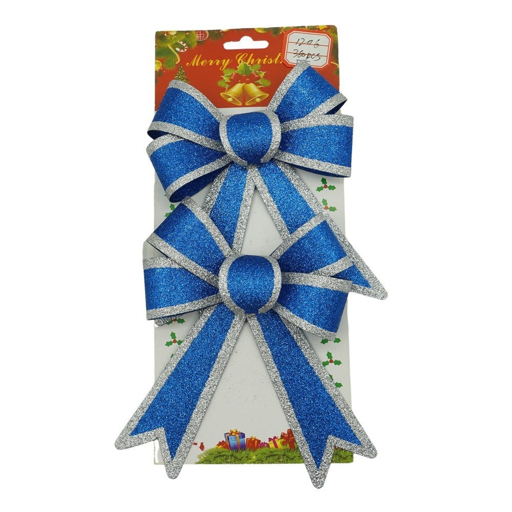Set 2 fundite pentru brad, Albastre, cu margini argintii, 13 x 18 cm, PVC, Flippy-0