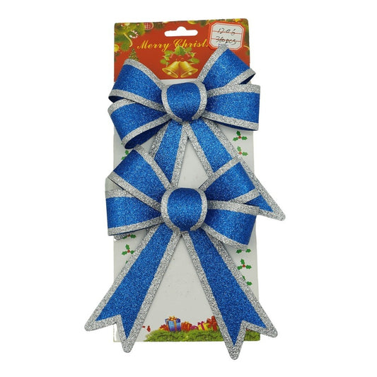 Set 2 fundite pentru brad, Albastre, cu margini argintii, 13 x 18 cm, PVC, Flippy-0