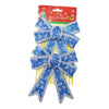 Set 2 fundite pentru brad, Albastre, model de nea, cu margini argintii, 13 x 18 cm, PVC, Flippy-0