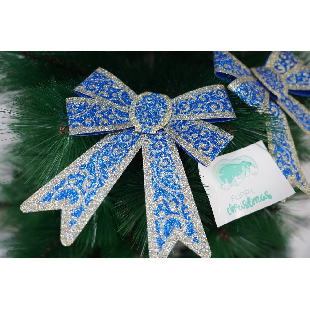 Set 2 fundite pentru brad, Albastre, model spiralat, cu margini aurii, 13 x 18 cm, PVC, Flippy-1