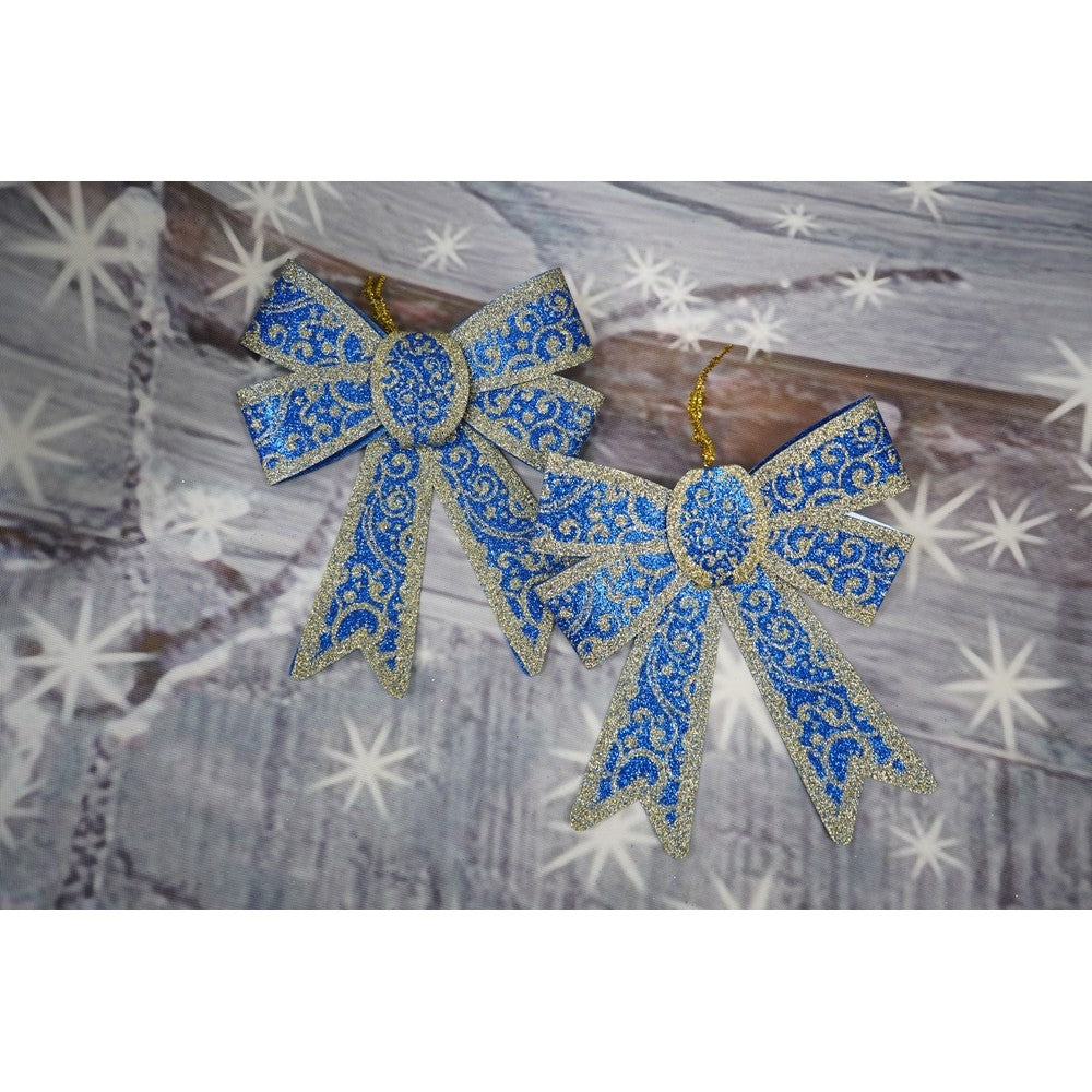 Set 2 fundite pentru brad, Albastre, model spiralat, cu margini aurii, 13 x 18 cm, PVC, Flippy-2