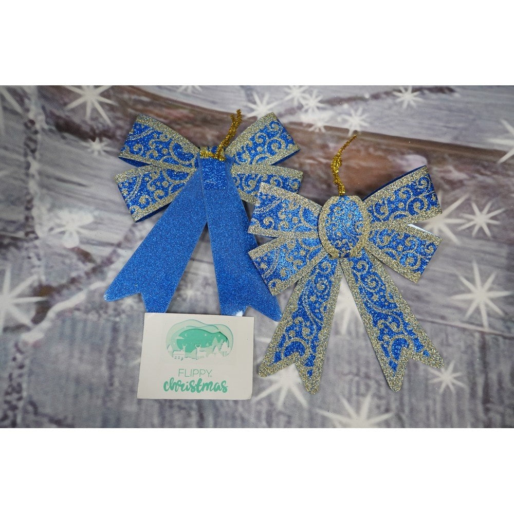 Set 2 fundite pentru brad, Albastre, model spiralat, cu margini aurii, 13 x 18 cm, PVC, Flippy-3