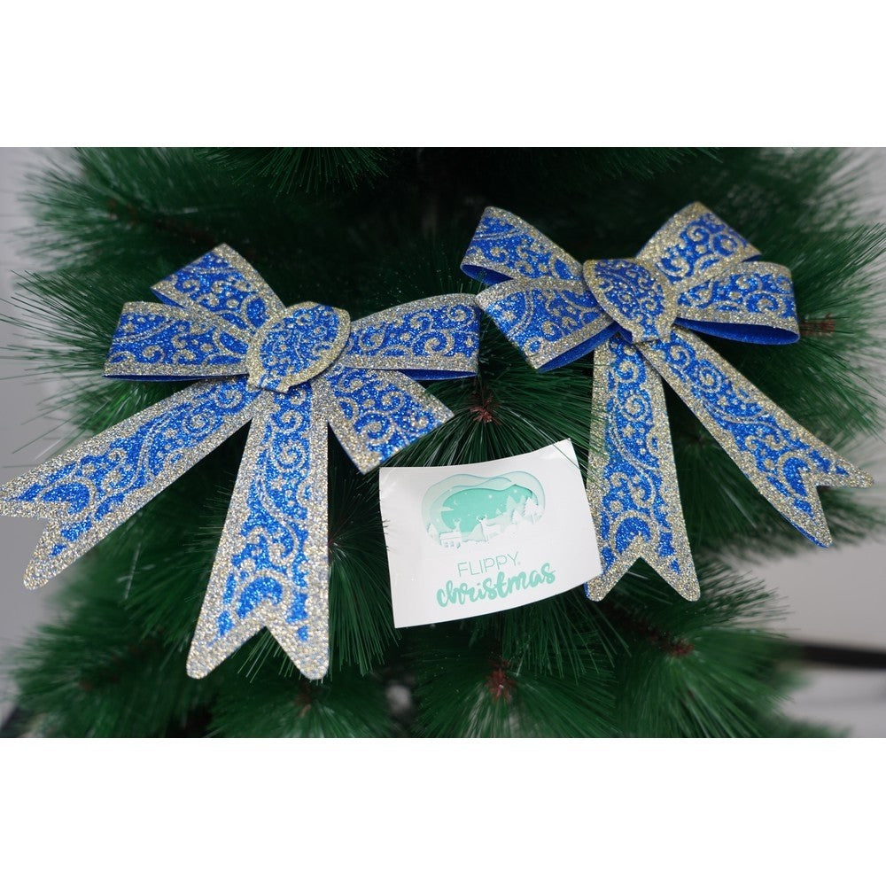 Set 2 fundite pentru brad, Albastre, model spiralat, cu margini aurii, 13 x 18 cm, PVC, Flippy-5