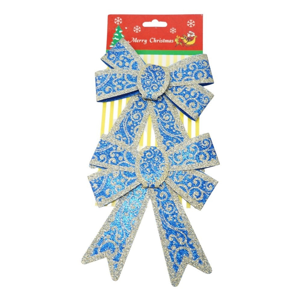 Set 2 fundite pentru brad, Albastre, model spiralat, cu margini aurii, 13 x 18 cm, PVC, Flippy-0