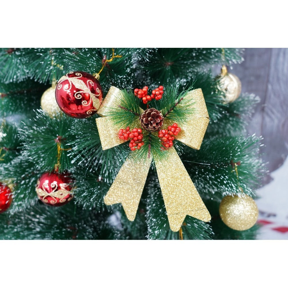 Set 2 fundite pentru brad, Aurii, decorate, cu sclipici, 14 x 19 cm, din poliester, Flippy-1