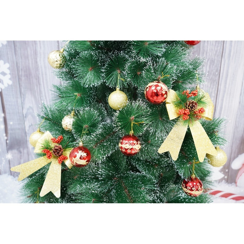 Set 2 fundite pentru brad, Aurii, decorate, cu sclipici, 14 x 19 cm, din poliester, Flippy-2