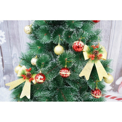 Set 2 fundite pentru brad, Aurii, decorate, cu sclipici, 14 x 19 cm, din poliester, Flippy-2