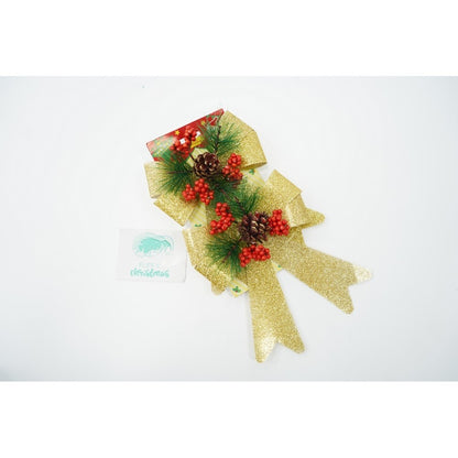 Set 2 fundite pentru brad, Aurii, decorate, cu sclipici, 14 x 19 cm, din poliester, Flippy-3