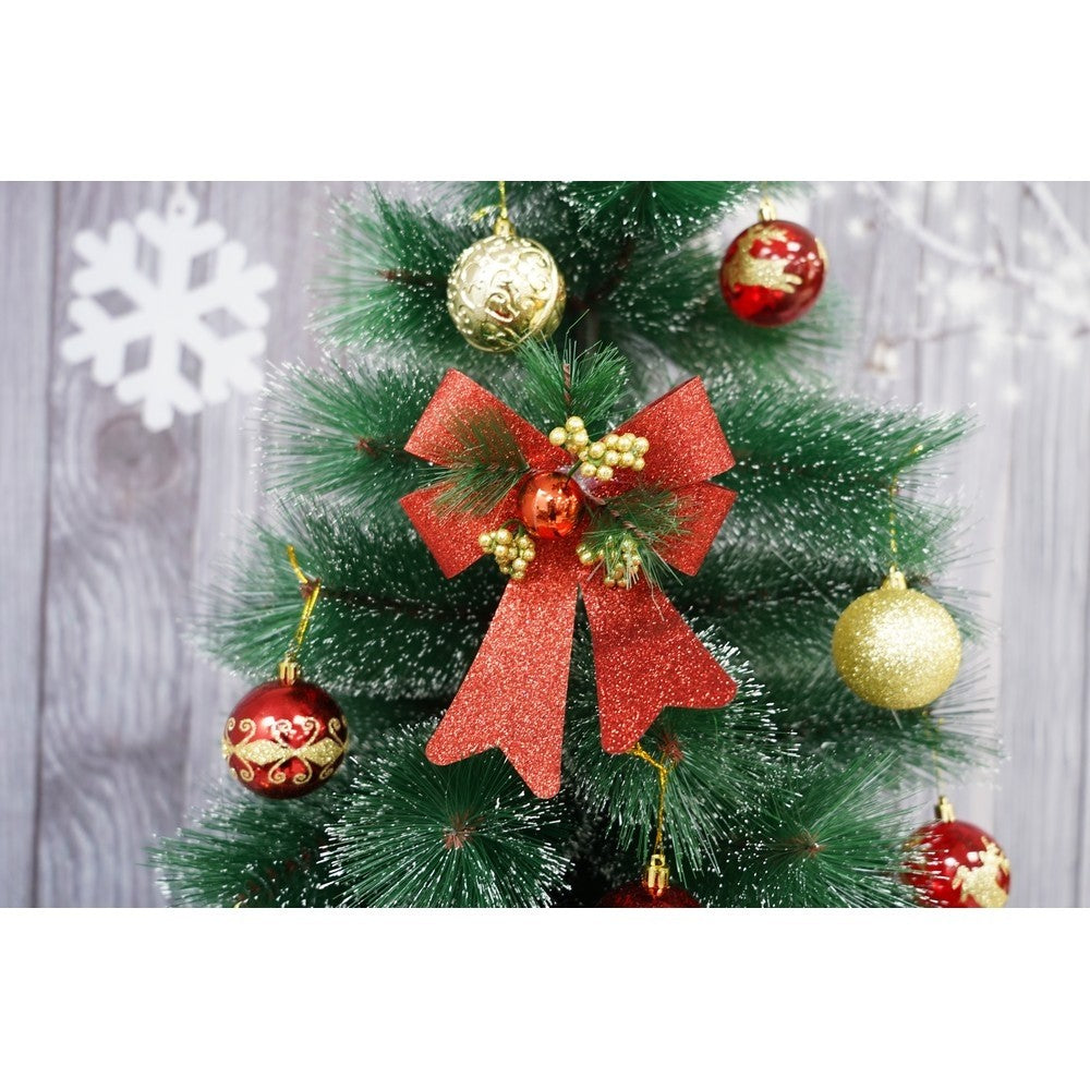 Set 2 fundite pentru brad, Rosii, decorate, cu sclipici, 14 x 19 cm, din poliester, Flippy-1