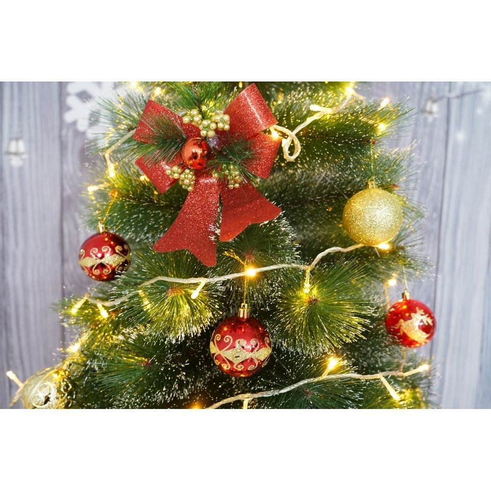 Set 2 fundite pentru brad, Rosii, decorate, cu sclipici, 14 x 19 cm, din poliester, Flippy-2