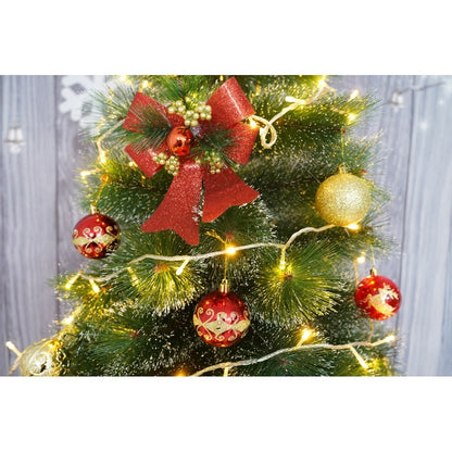 Set 2 fundite pentru brad, Rosii, decorate, cu sclipici, 14 x 19 cm, din poliester, Flippy-2