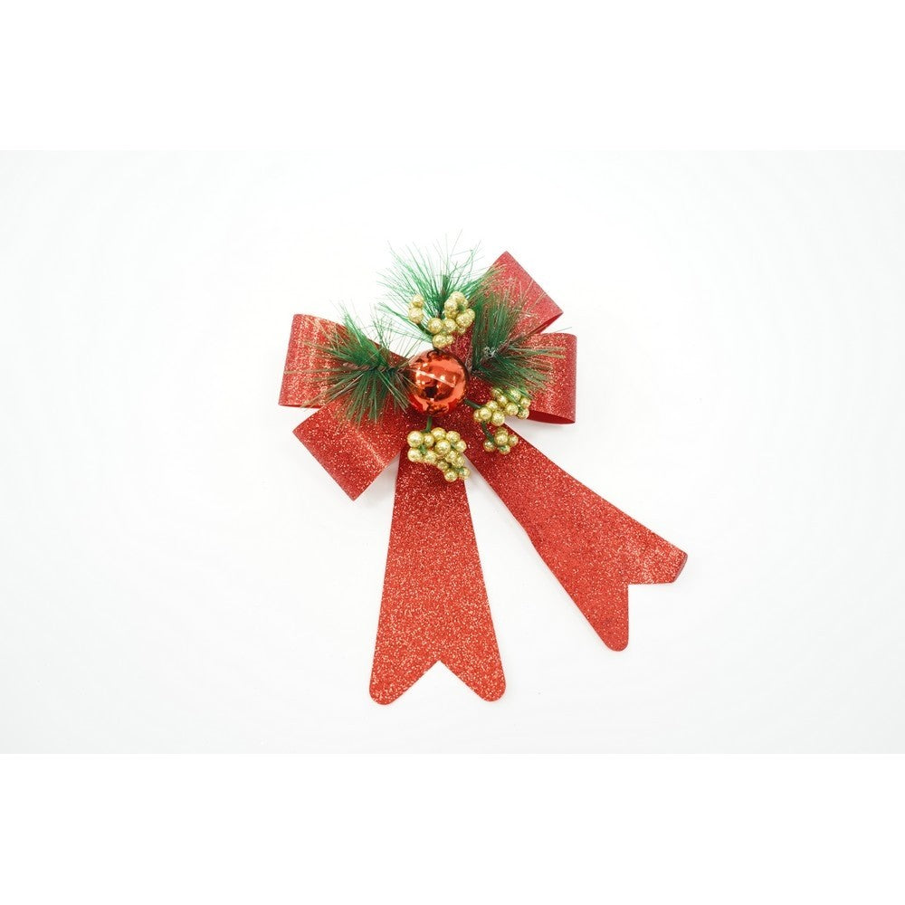 Set 2 fundite pentru brad, Rosii, decorate, cu sclipici, 14 x 19 cm, din poliester, Flippy-4