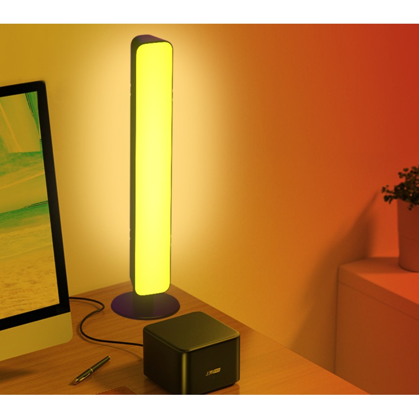 Set 2 Lampi de Birou, Flippy, RGB Colorat, 28 LED, Putere 5V, Telecomanda cu 24 de Taste, Cablu USB, Negru, 25.5x4x3.5cm-2
