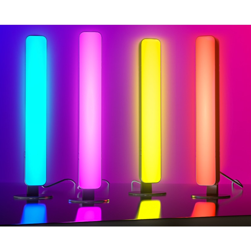Set 2 Lampi de Birou, Flippy, RGB Colorat, 28 LED, Putere 5V, Telecomanda cu 24 de Taste, Cablu USB, Negru, 25.5x4x3.5cm-5