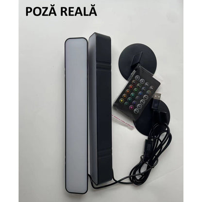 Set 2 Lampi de Birou, Flippy, RGB Colorat, 28 LED, Putere 5V, Telecomanda cu 24 de Taste, Cablu USB, Negru, 25.5x4x3.5cm-9