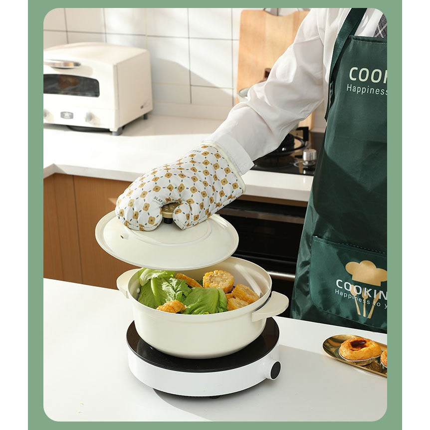 Set 2 manusi cuptor Flippy, manusa de bucatarie,  rezistenta 330 grade, textil si cauciuc, 26.5x18 cm, alb-4
