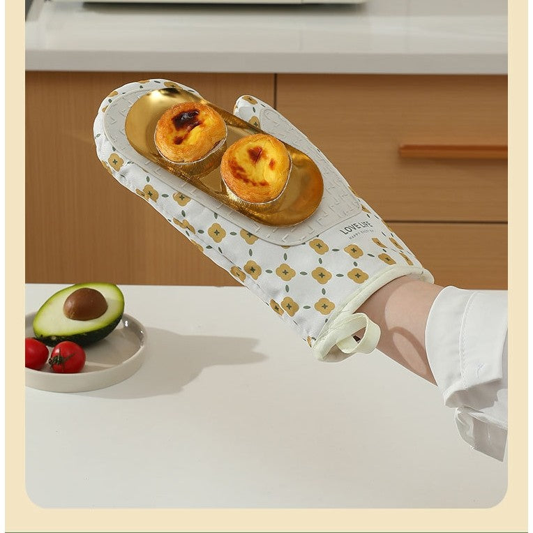 Set 2 manusi cuptor Flippy, manusa de bucatarie,  rezistenta 330 grade, textil si cauciuc, 26.5x18 cm, alb-6