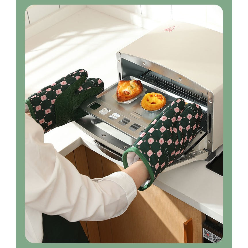 Set 2 manusi cuptor Flippy, manusa de bucatarie,  rezistenta 330 grade, textil si cauciuc, 26.5x18 cm, verde-3