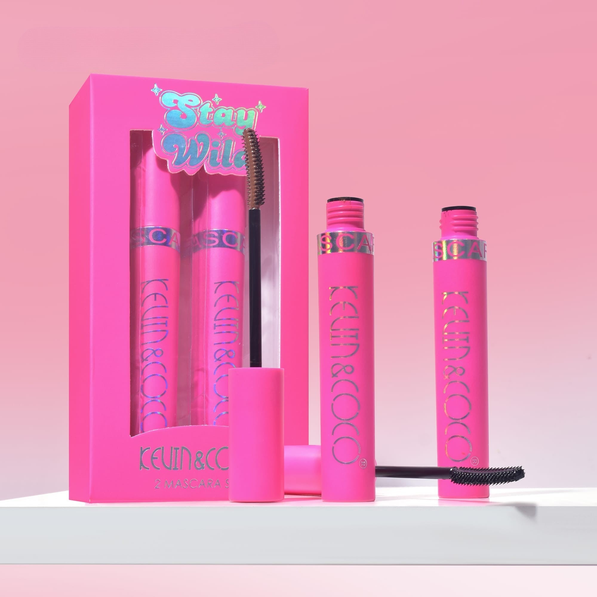 Set 2 Mascara, KEVIN & COCO, Stay Wild, 2 culori, 15.1 x 8.5 x 2.2 cm, Negru/Maro-1