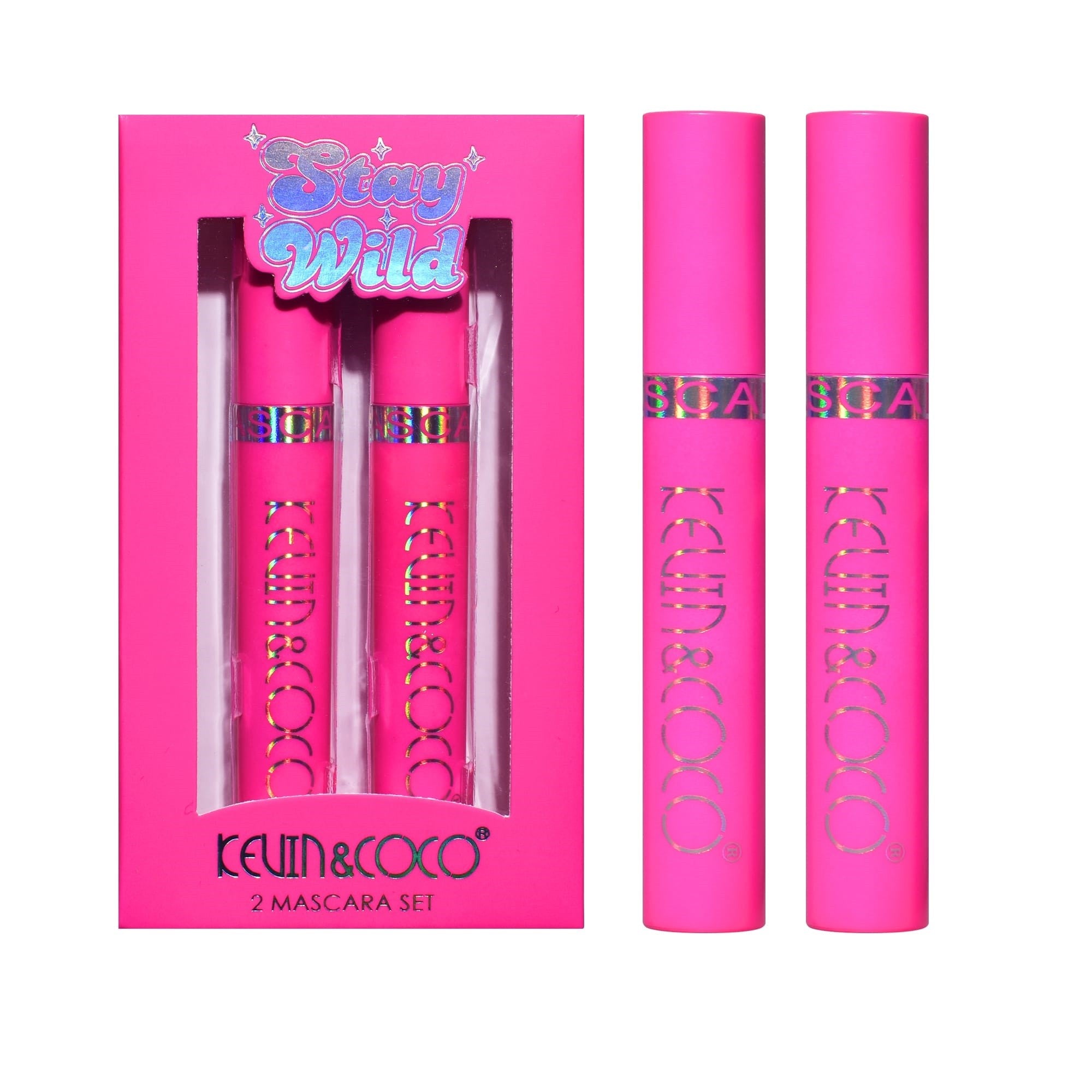 Set 2 Mascara, KEVIN & COCO, Stay Wild, 2 culori, 15.1 x 8.5 x 2.2 cm, Negru/Maro-4