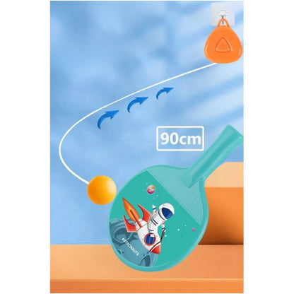 Set 2 Palete de Tenis de Masa, Flippy, pentru Copii, Design Animat, Tematica Astronauti, Accesoriu de Agatat Inclus si 4 Mingi, Albastru-5