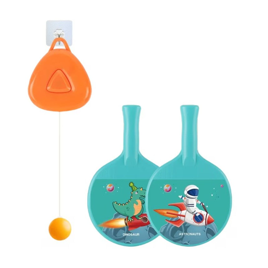 Set 2 Palete de Tenis de Masa, Flippy, pentru Copii, Design Animat, Tematica Astronauti, Accesoriu de Agatat Inclus si 2 Mingi, Albastru-2