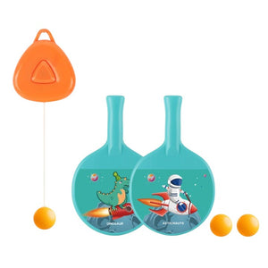 Set 2 Palete de Tenis de Masa, Flippy, pentru Copii, Design Animat, Tematica Astronauti, Accesoriu de Agatat Inclus si 2 Mingi, Albastru-0