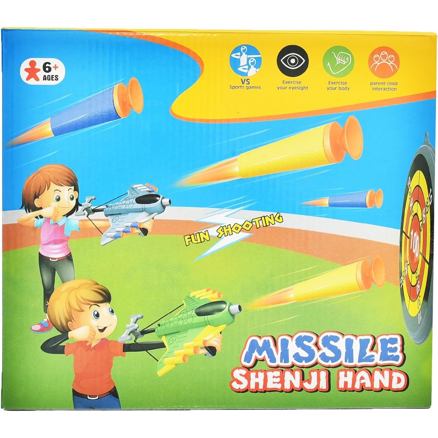 Jucaruie cu Lansator pentru Copii, Flippy, Lanseaza Manual, Tinta, 2 Avioane, 40 de Gloante din Material Moale, Joc Interactiv, 28.5x25x6.3 cm, Gri Verde-2