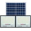 Set 2 proiectoare LED cu Panou Solar Flippy, Senzor de miscare, Telecomanda, Waterproof, 200 LED-uri incorporate, 65W, 24x18 cm, IP67, Design Modern, Negru