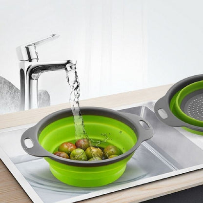 Set 2 strecuratori pliabile din silicon alimentar Flippy, cu manere, fund antiaderent si antialunecare, rotunda, doua dimensiuni, usor de depozitat, compatibil cu masina de spalat vase, verde-4