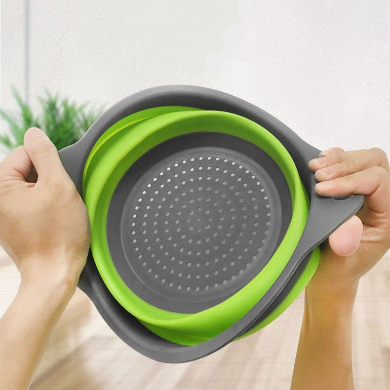 Set 2 strecuratori pliabile din silicon alimentar Flippy, cu manere, fund antiaderent si antialunecare, rotunda, doua dimensiuni, usor de depozitat, compatibil cu masina de spalat vase, verde-5