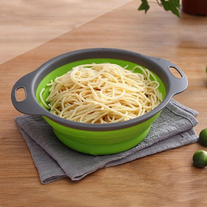 Set 2 strecuratori pliabile din silicon alimentar Flippy, cu manere, fund antiaderent si antialunecare, rotunda, doua dimensiuni, usor de depozitat, compatibil cu masina de spalat vase, verde-6