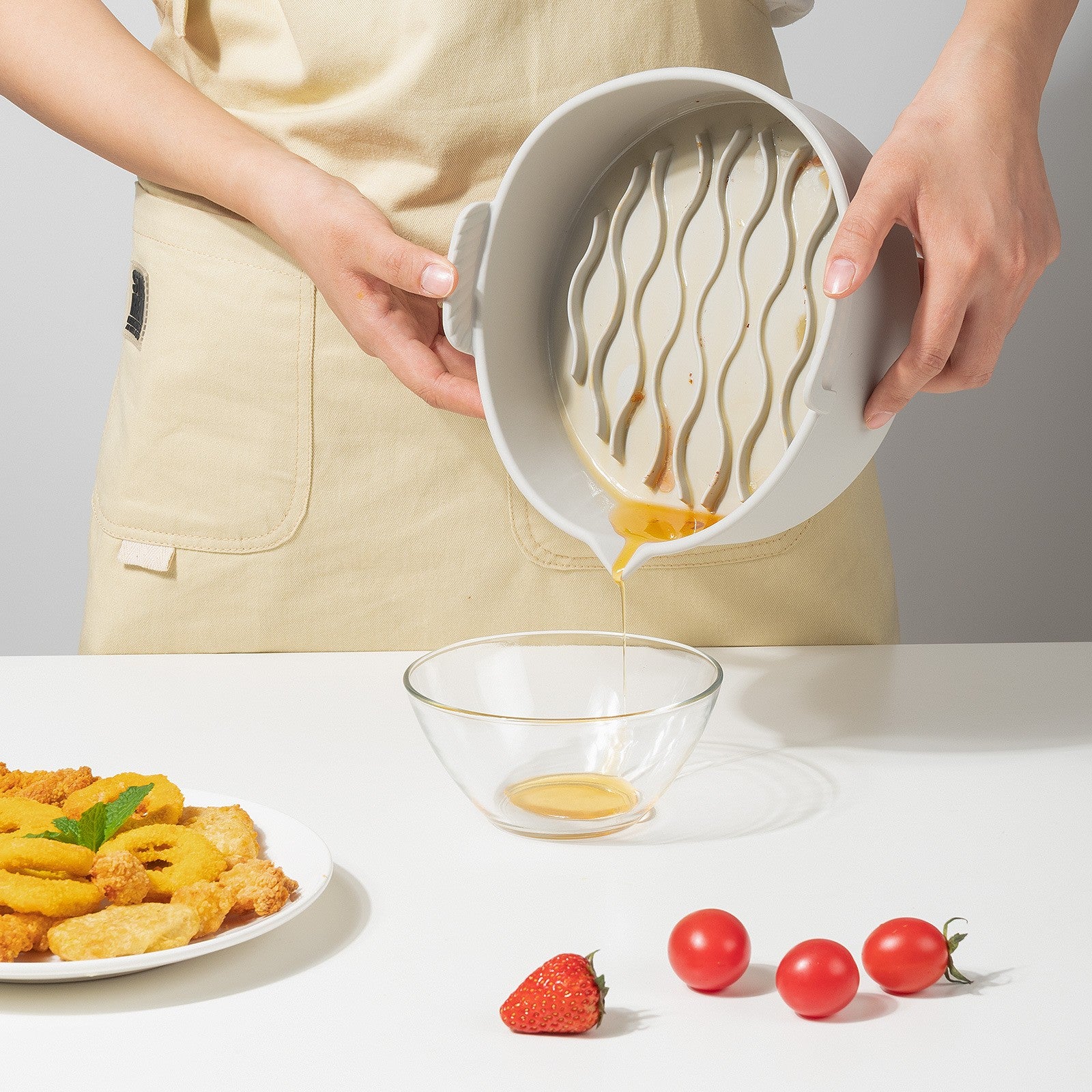 Set 2 tavi din silicon ecologic pentru air fryer Flippy, temperatura maxima 230 grade, reutilizabile, reciclabile, cu manere anti-alunecare, fund antiaderent, 18.7 x 19.5 x 7 cm, gri-8