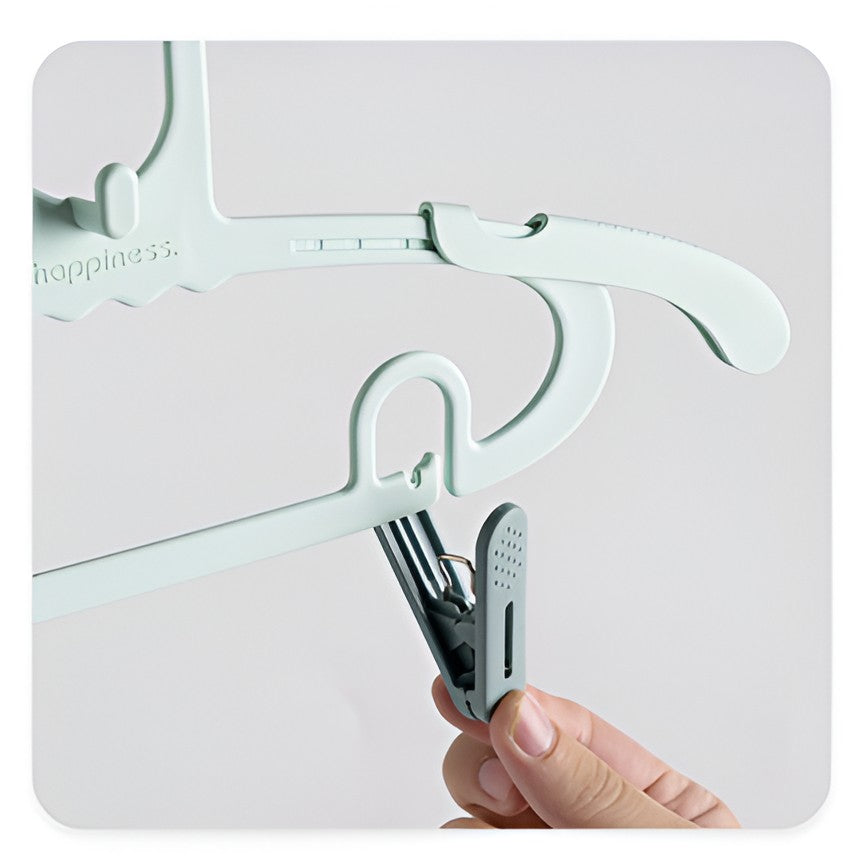 Set 20 de Cleme pentru Haine, Flippy, de Prindere pentru Pantaloni, Atasabile la Umerase, 1.6x2.3x6.35 cm, Verde-5