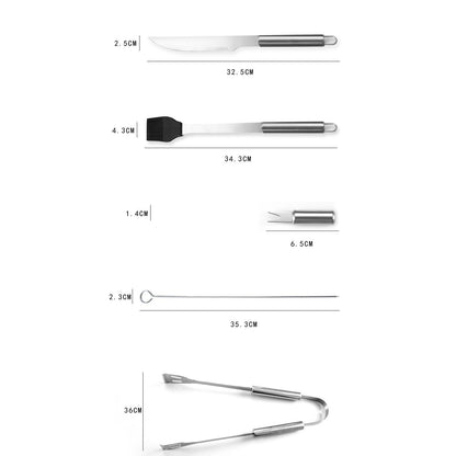 Set 20 Ustensile pentru Gratar, Flippy, din Otel Inoxidabil, Geanta Oxford, Argintiu-2