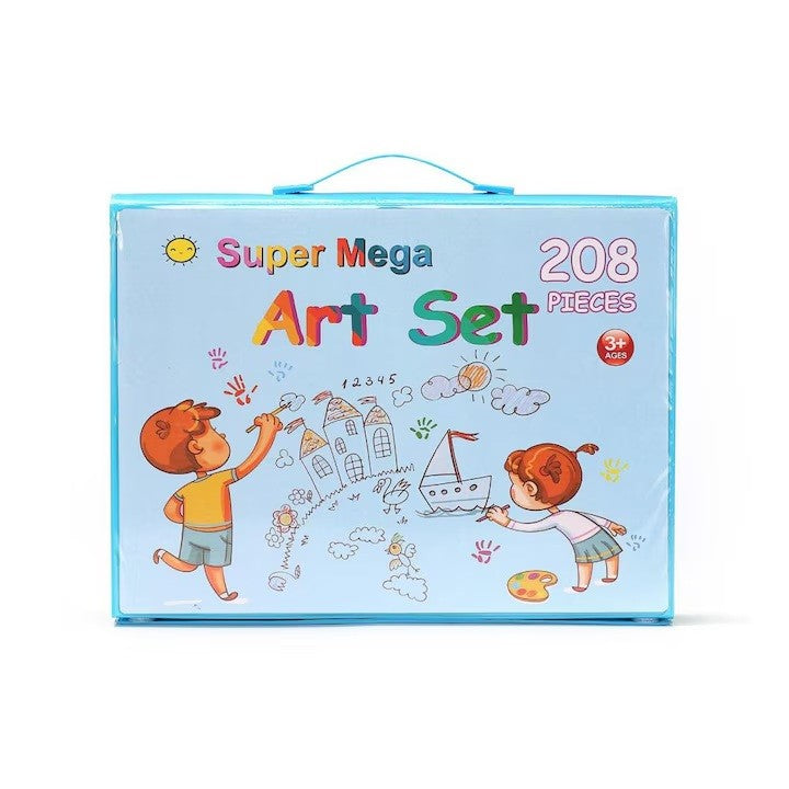 Set 208 Piese, Complet pentru Pictura si Desen, Flippy, Tip Servieta, 3-12 Ani, 32.6 x 27.7 x 6 cm, Albastru-5