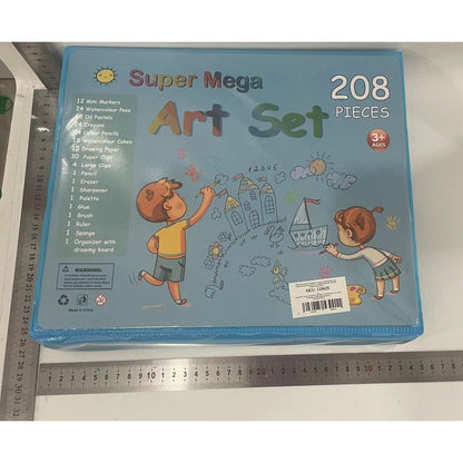 Set 208 Piese, Complet pentru Pictura si Desen, Flippy, Tip Servieta, 3-12 Ani, 32.6 x 27.7 x 6 cm, Albastru-7