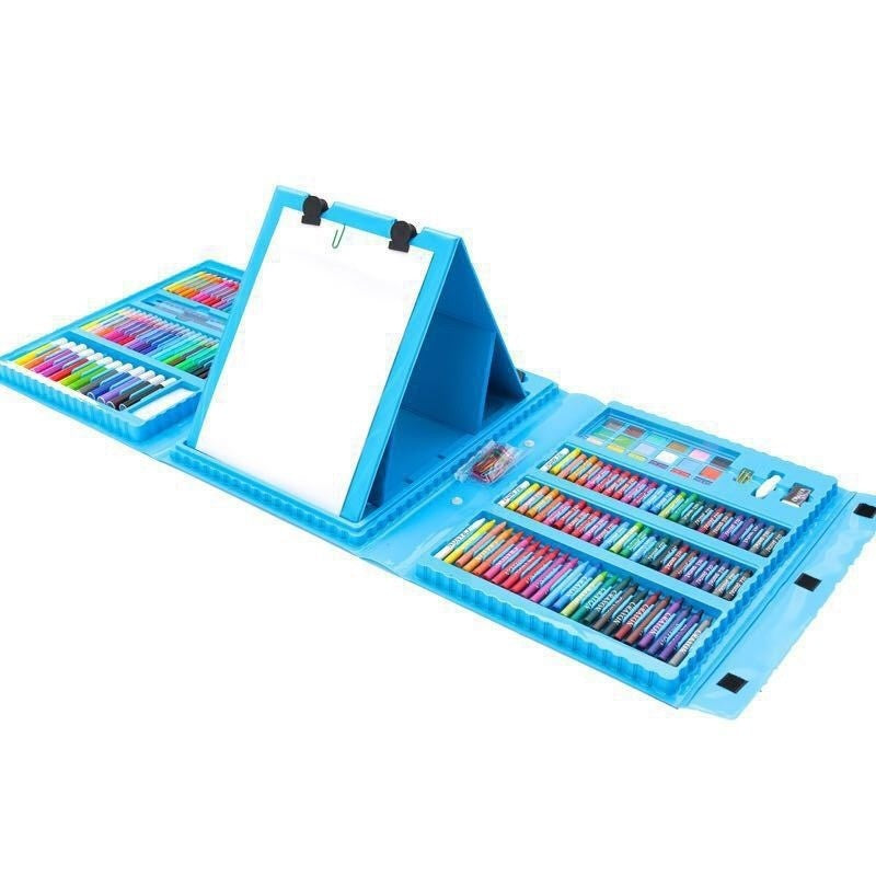Set 208 Piese, Complet pentru Pictura si Desen, Flippy, Tip Servieta, 3-12 Ani, 32.6 x 27.7 x 6 cm, Albastru-0