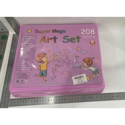 Set 208 Piese, Complet pentru Pictura si Desen, Flippy, Tip Servieta, 3-12 Ani, 32.6 x 27.7 x 6 cm, Roz-5