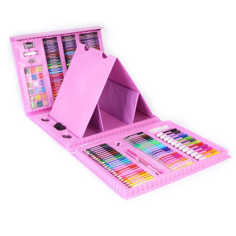Set 208 Piese, Complet pentru Pictura si Desen, Flippy, Tip Servieta, 3-12 Ani, 32.6 x 27.7 x 6 cm, Roz-0