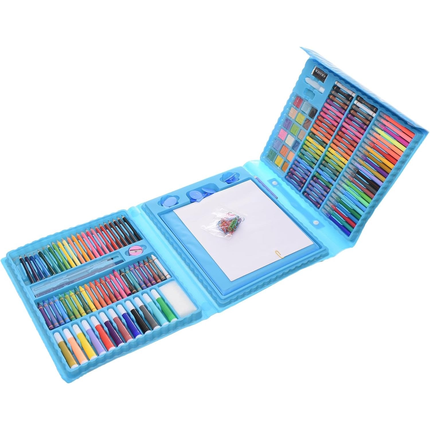 Set 208 Piese, Complet pentru Pictura si Desen, Flippy, Tip Servieta, 3-12 Ani, 40.5 x 5 x 30 cm, Albastru-0