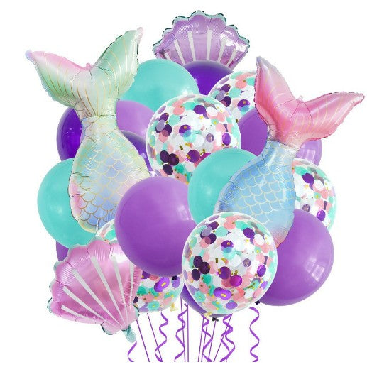 Set 22 de baloane folie si latex, Tematica sirene, 50 -85 cm-0
