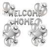 Set 22 de piese baloane folie si latex, 20 baloane latex, 2 baloane stea Folie, 1 set Welcome Home, argintiu-0