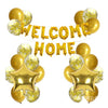 Set 22 de piese baloane folie si latex, 20 baloane latex, 2 baloane stea Folie, 1 set Welcome Home, auriu-0