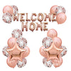 Set 22 de piese baloane folie si latex, 20 baloane latex, 2 baloane stea Folie, 1 set Welcome Home, Rose gold-0