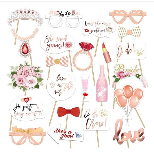 Set 23 de Accesorii pentru Petrecere, Flippy, Props pentru Coltul de Poze, Tematica Petrecerea Burlacitelor, Roz-0